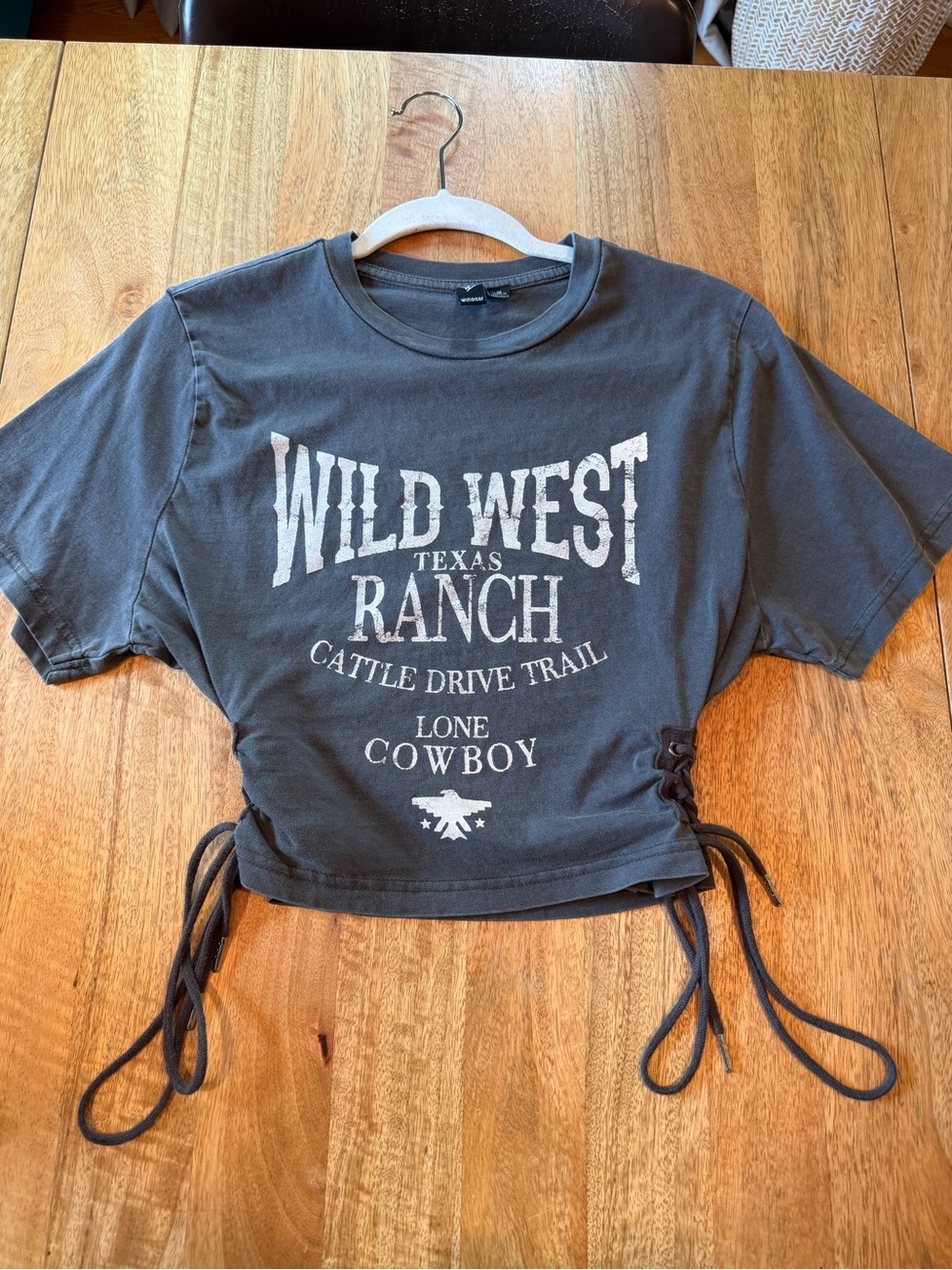 Windsor Black Wild West Ranch Lace-Up Crop Tee